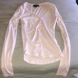 Pink Henley Long Sleeve Tee